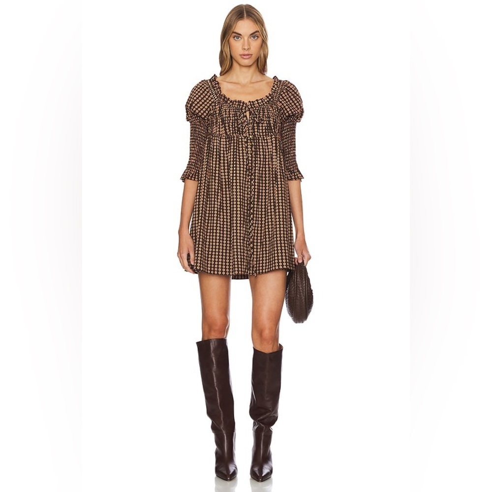 Free People Star Dip Mini Dress in Black Combo Size Medium